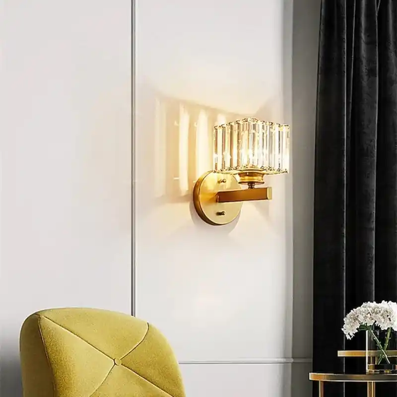 Arisha Applique Murale Carré Moderne, Métal\\/Verre, Noir\\/Or, Chambre