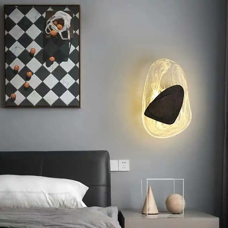 Arisha Applique Murale Art Deco Irrégulier Led Nordique, Métal, Or\\/Noir, Chambre