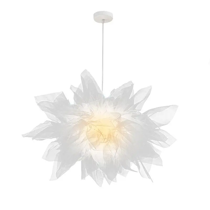 Arisha Suspension Moderne en Forme de Fleur, Tissu, Blanc, Salon\\/Chambre à Coucher