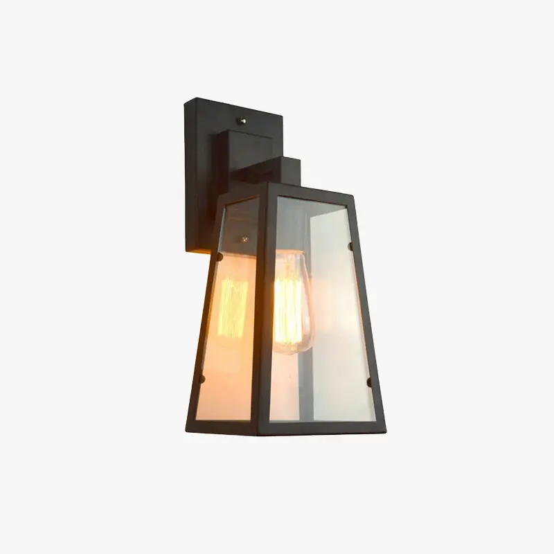 Silva Applique Murale Landerne Industriel, Métal\\/Verre, Noir, Extérieur