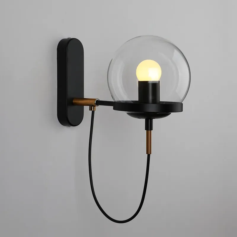 Silva Applique Murale à Ampoule LED Globe Rétro, Métal, Noir\\/Bronze, Salon