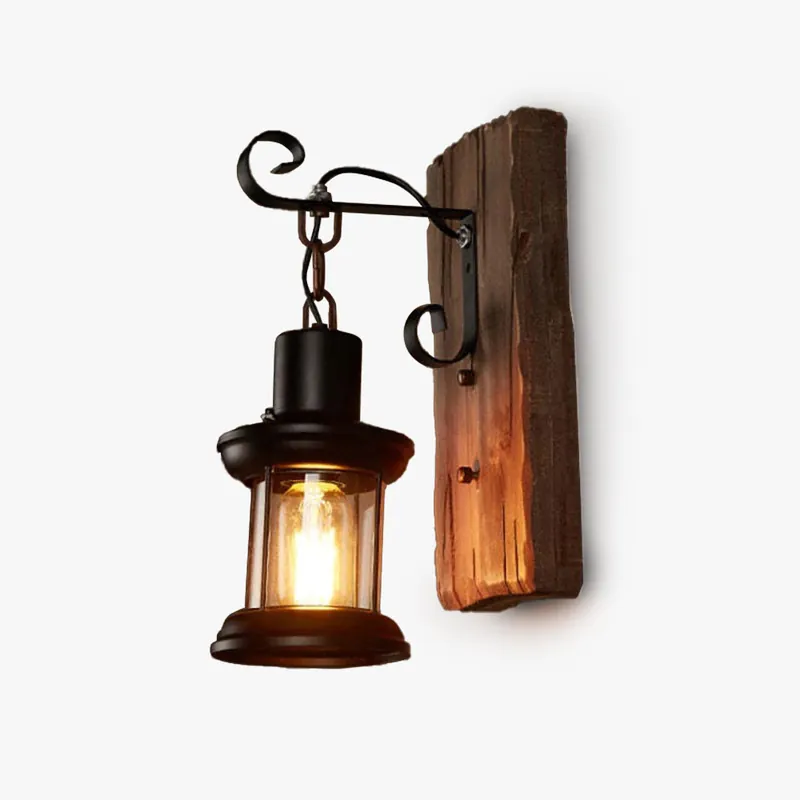 Silva Applique Murale Lanterne Industrielle\\/Rétro, Métal\\/Bois, Bronze, Salon