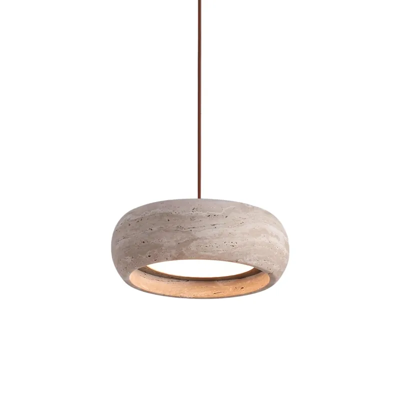 Eurvaran Moderne Minimaliste Tambour Travertin Lumière Pendentif