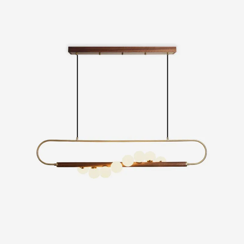 Ardin Chandelier Moderne en Noyer et Laiton