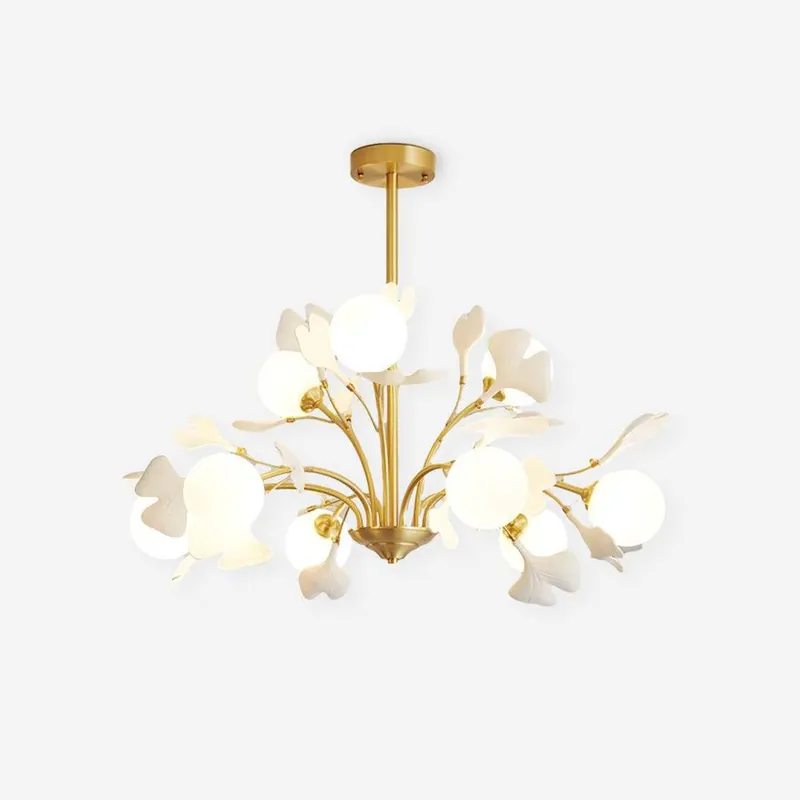 Gleam Chandelier en Verre Feuille de Ginkgo