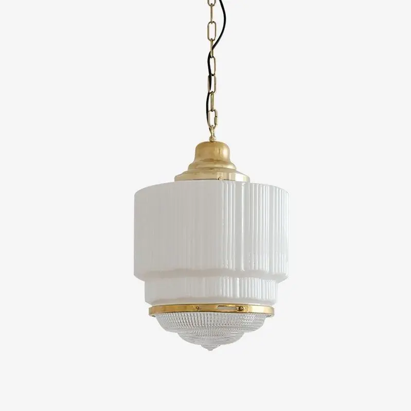 Lustra Suspension Laiton Verre Cannelé
