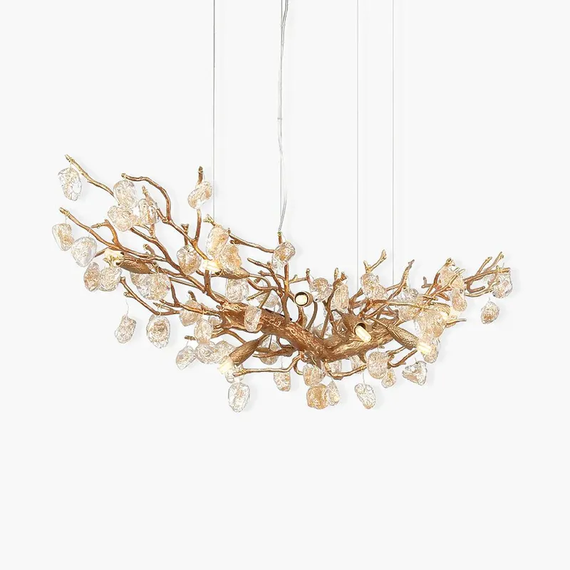 Arborea Chandelier en Laiton à Branches et Cristaux