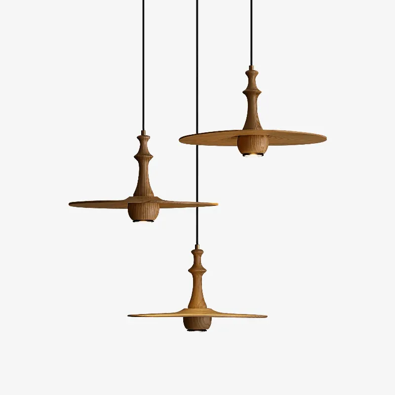 Spindle Lampe Pendante en Bois Tournante