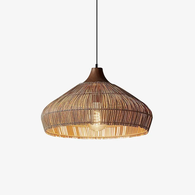 Lythean Élégance Art Rotin Bois Suspension Lumière