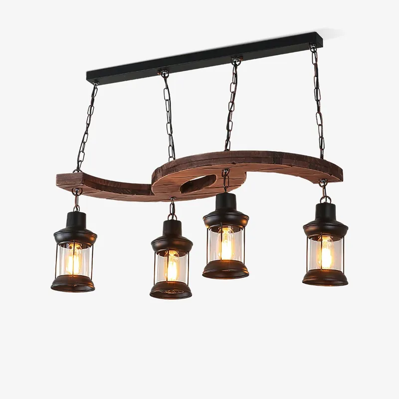 Aurora Chandelier Vintage en Bois d'Avoine