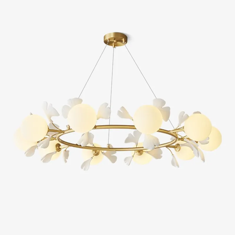 Olivia Chandelier en Céramique Florale et Laiton