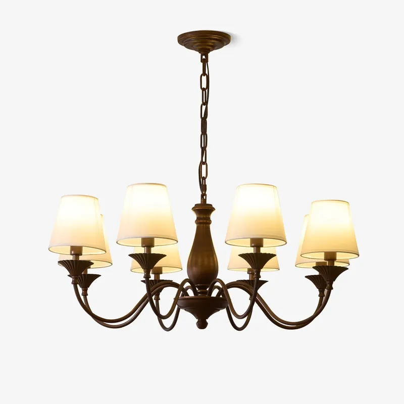 Aurora Chandelier Vintage à Abat-jour en Tissu