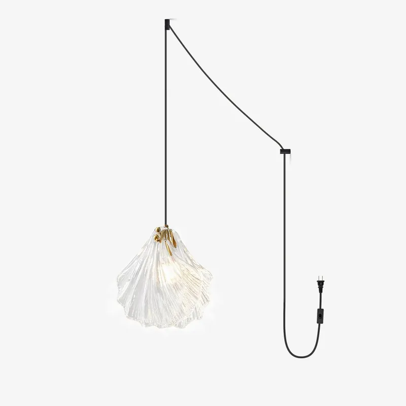 Veliraris Lampe Pendante Mini Swag en Verre Coquillage Art Nordic
