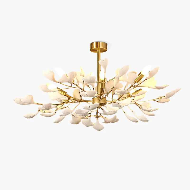Olivia Chandelier en Céramique Ginkgo Art Feuilles
