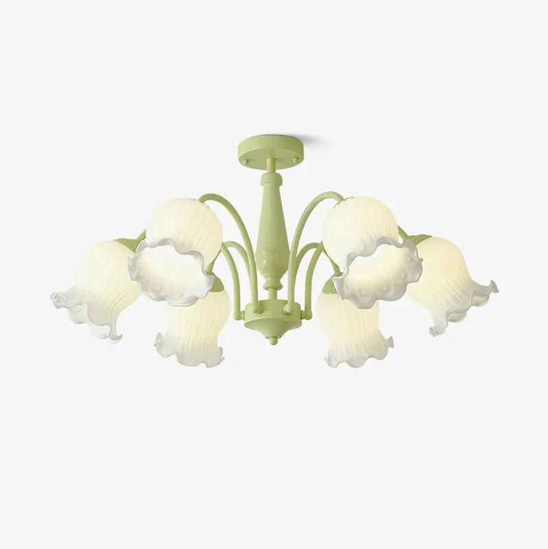 Lustra Chandelier Trompette Fleurs Pétales en Verre Pastel