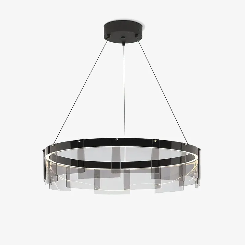 LustraChandelier LED Anneau en Noir Moderne