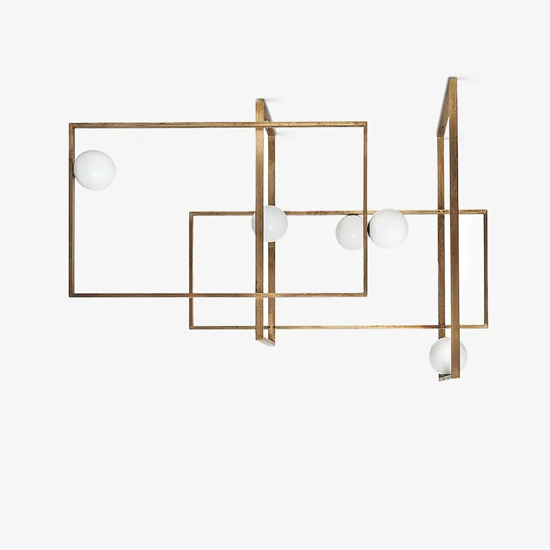 Lustra Chandelier Mondrian en Verre et Laiton Moderne