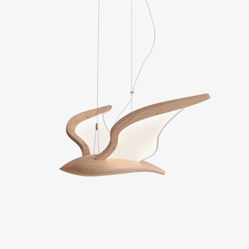 Lustra Chandelier Forme d'Oiseau Bois Sculptural