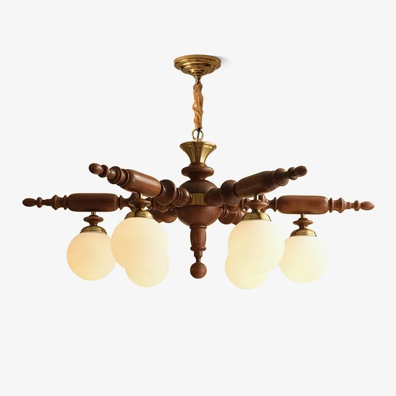 Olvenir Chandelier en Bois Rustique et Verre