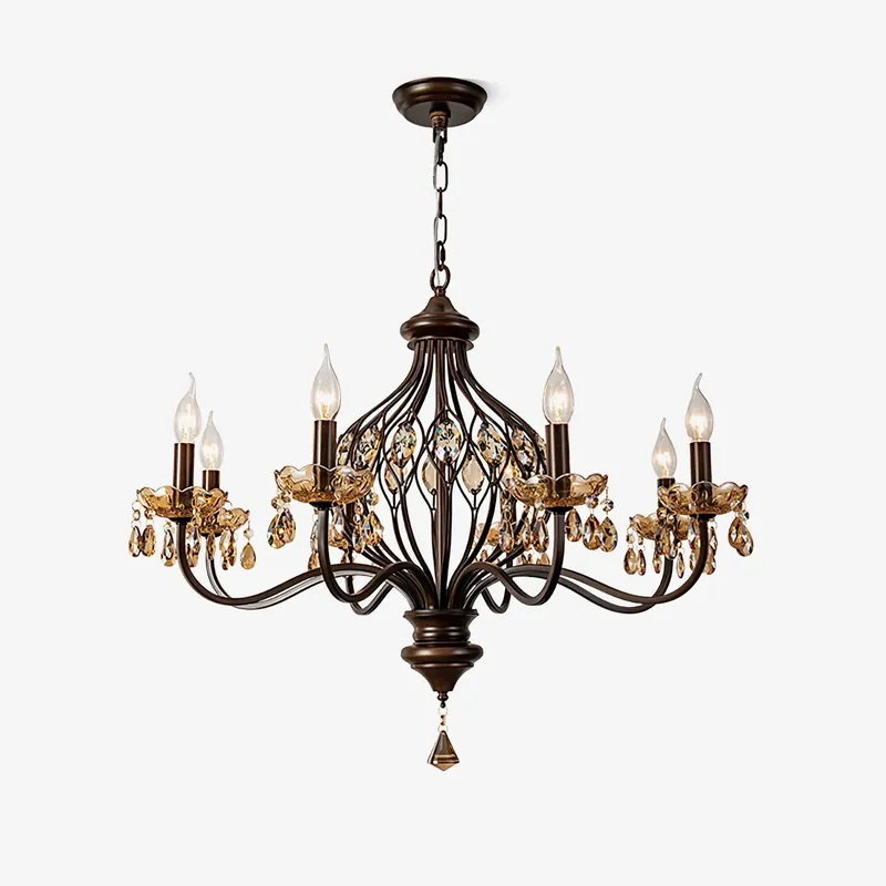 Enorel Chandelier en Bronze Vintage avec Cristaux