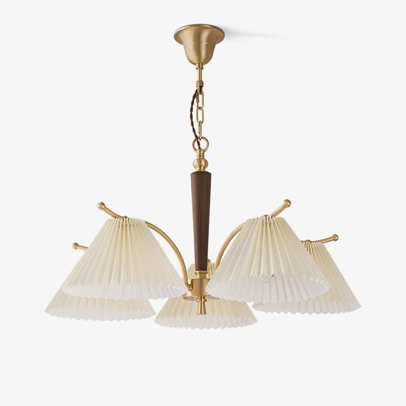 Lustra Chandelier en Laiton Abat-jour Plissé Classique
