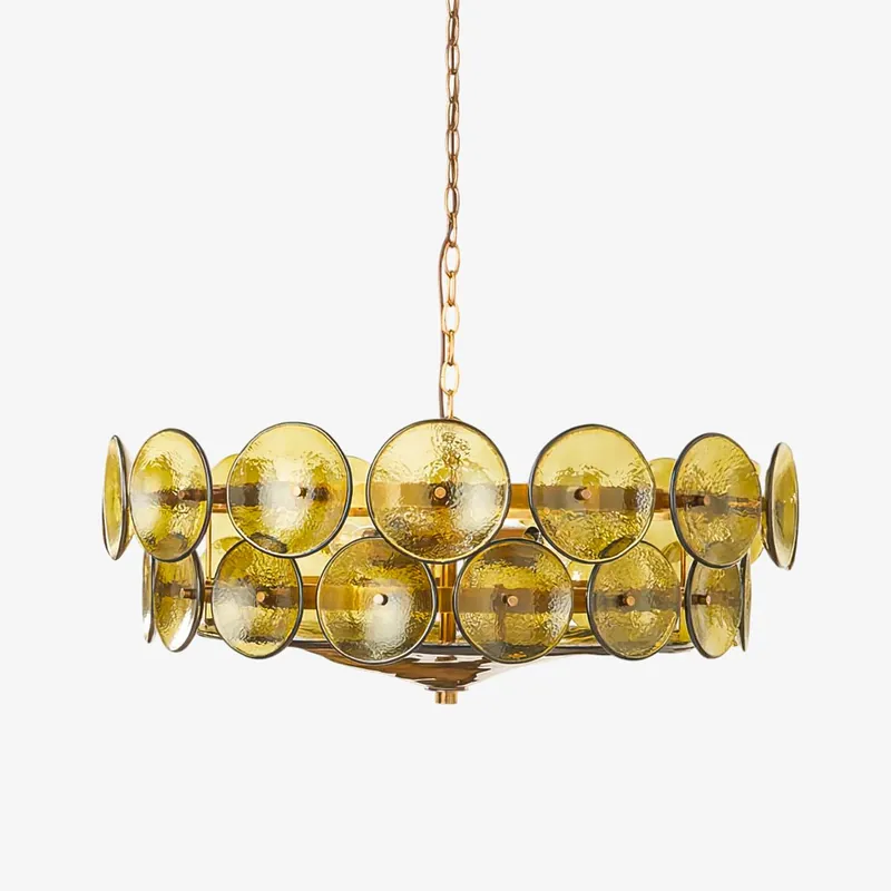 Aurora Chandelier Disque Verre Murano Vintage