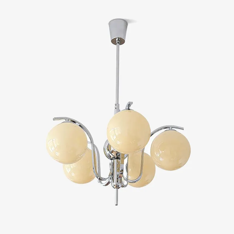 LustraChandelier Élégant en Verre et Chrome