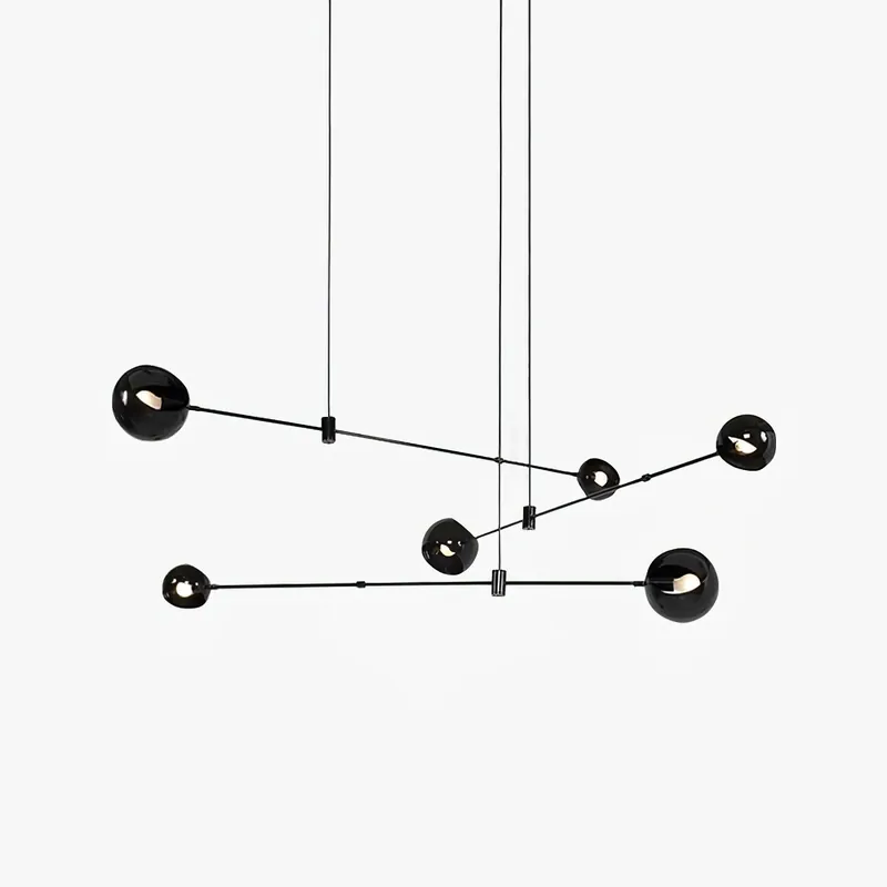 Lustra Chandelier Élégant en Verre Noir