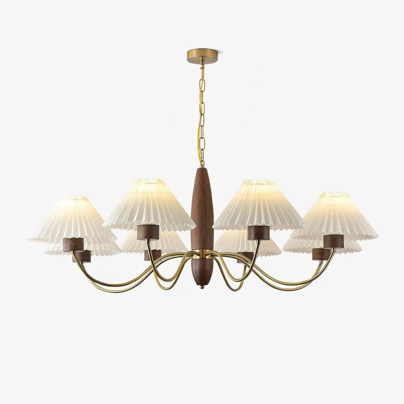 Lustra Chandelier Élégant en Noyer et Laiton