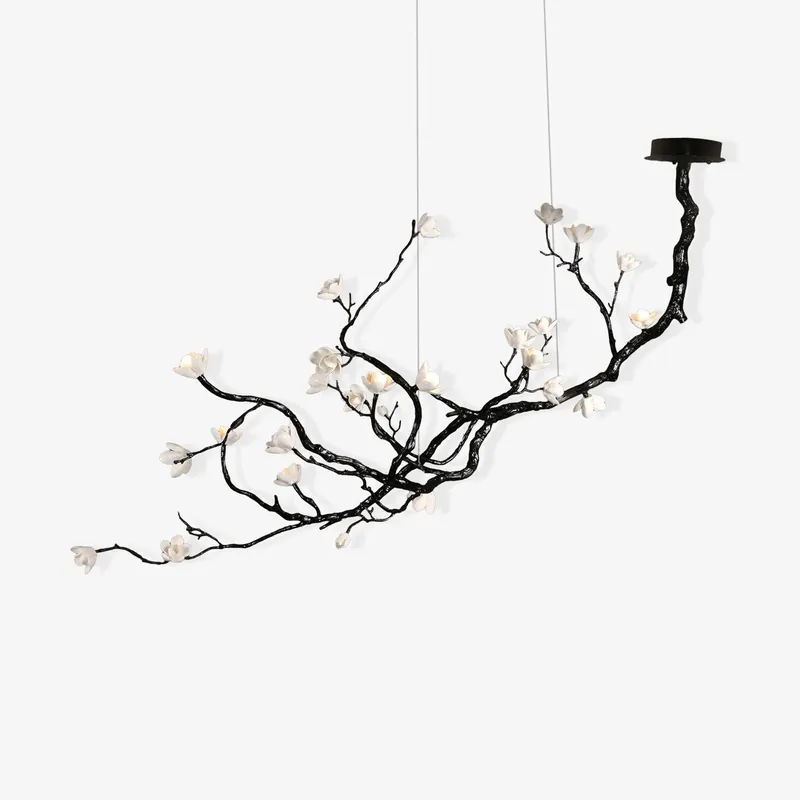 Lustra Chandelier en Céramique Fleurs et Branches Noires