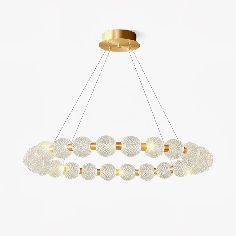Lustra Chandelier Élégant Anneau en Perle Dorée