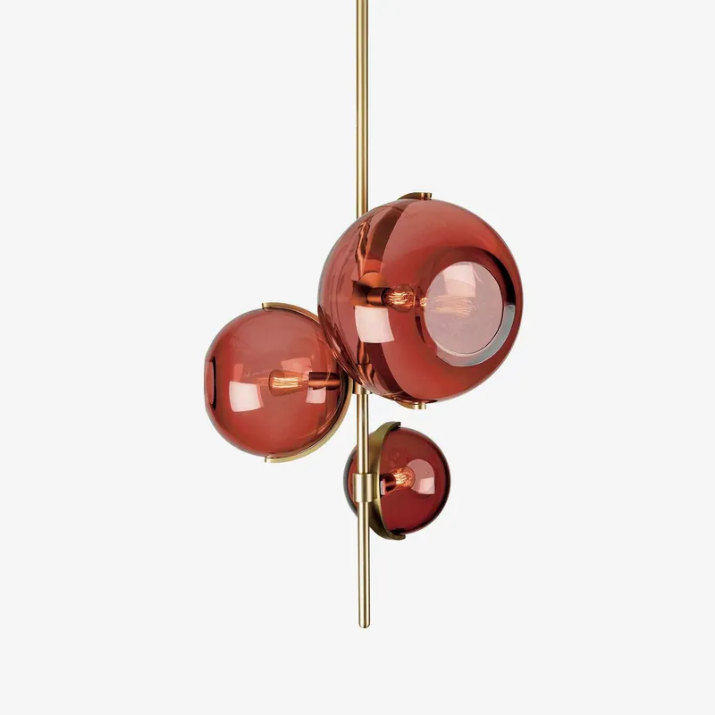 Lustra Chandelier Boule en Verre Ambre
