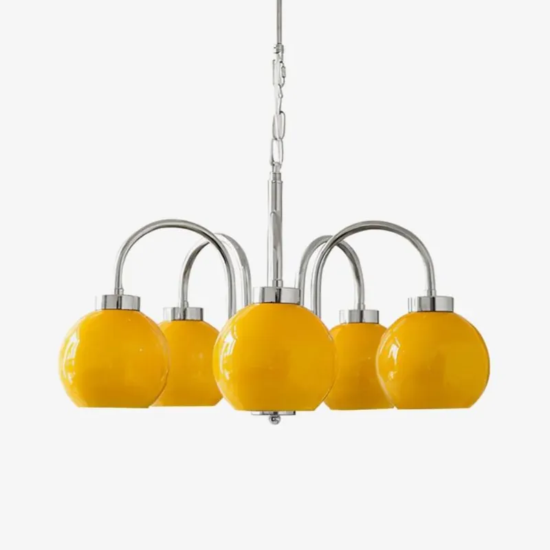 Lustra Chandelier Boules en Verre Jaune