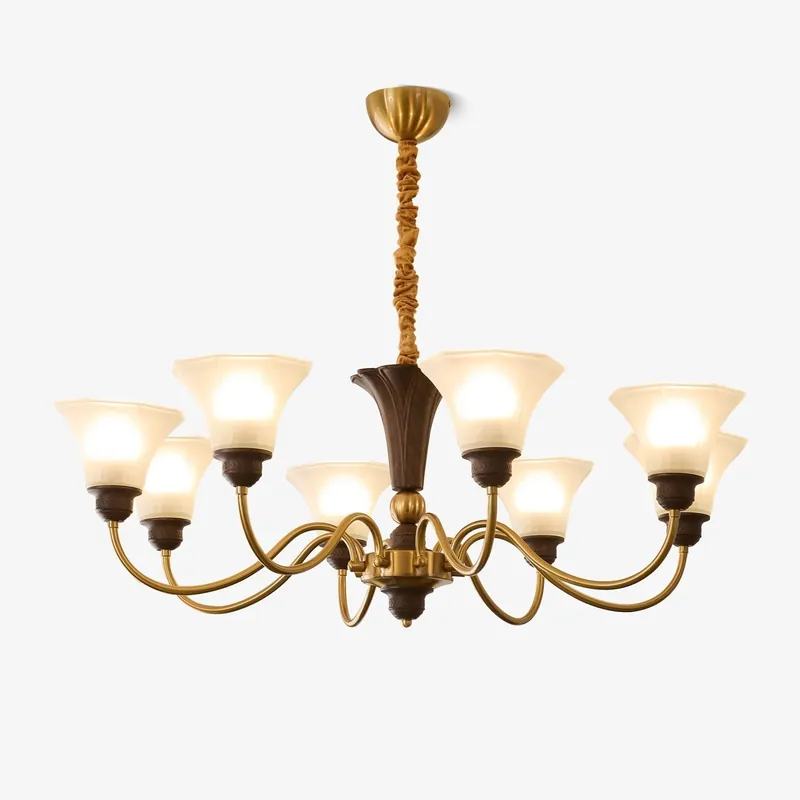 Ciphaen Chandelier en Bois et Verre Vintage