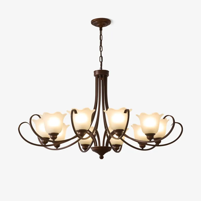 Nydorisra Chandelier Verre Floral Vintage Élégance