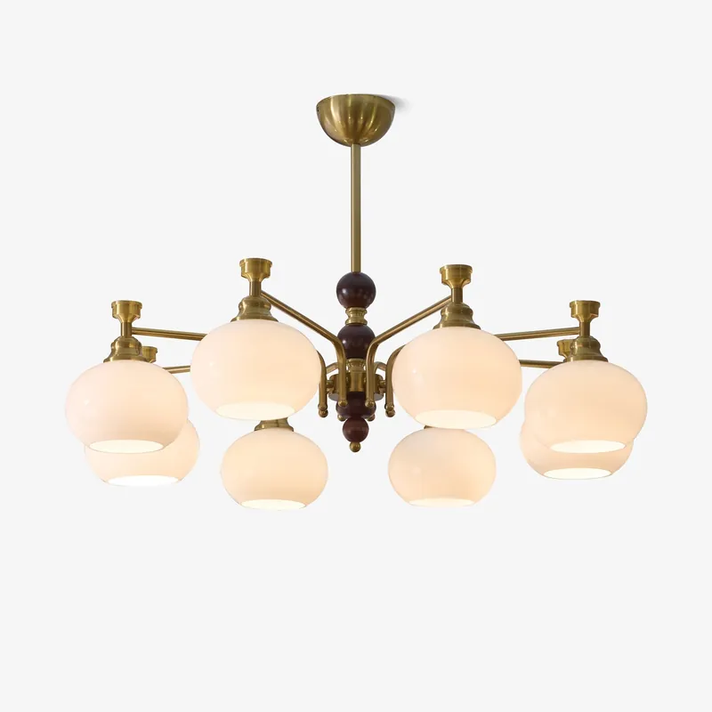 Aursolos Chandelier Bois Verre Élégance Traditionnelle