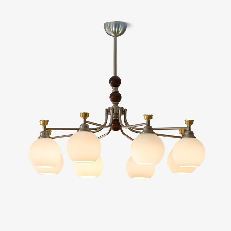 Eursoria Chandelier Bois Verre Art Orb Traditionnel