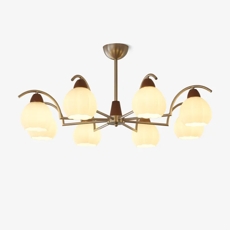 Ilaeiel Chandelier Bois Verre Élégance Traditionnelle Bloom