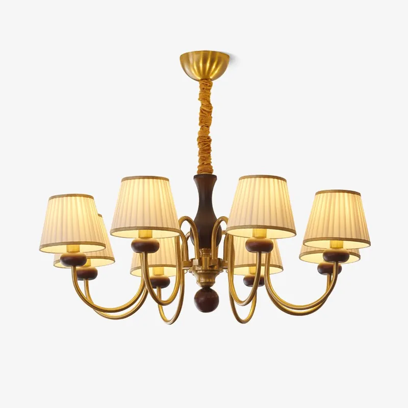 Erthaos Chandelier Bois Tissu Plissé Élégance Traditionnelle