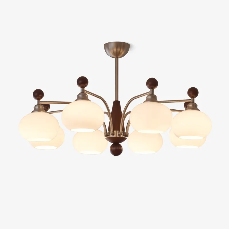 Ivloria Chandelier Bois Verre Orbit Élégance Traditionnelle