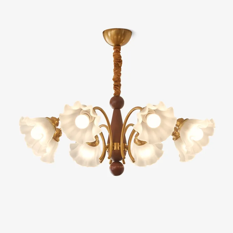 Ilvinan Chandelier Bois Verre Élégance Traditionnelle