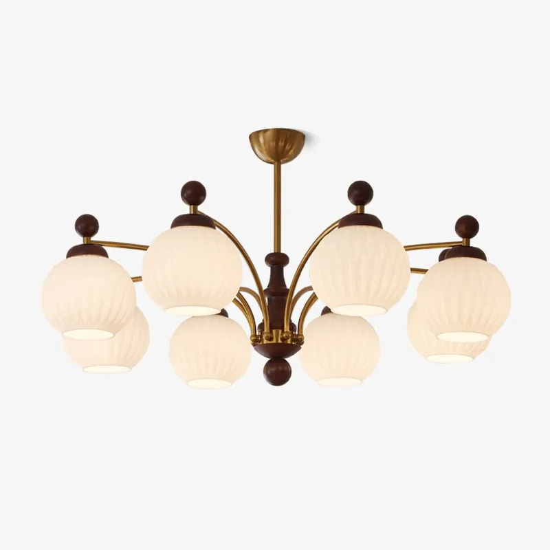 Vedoror Chandelier Classique Orbe Bois Verre Traditionnel