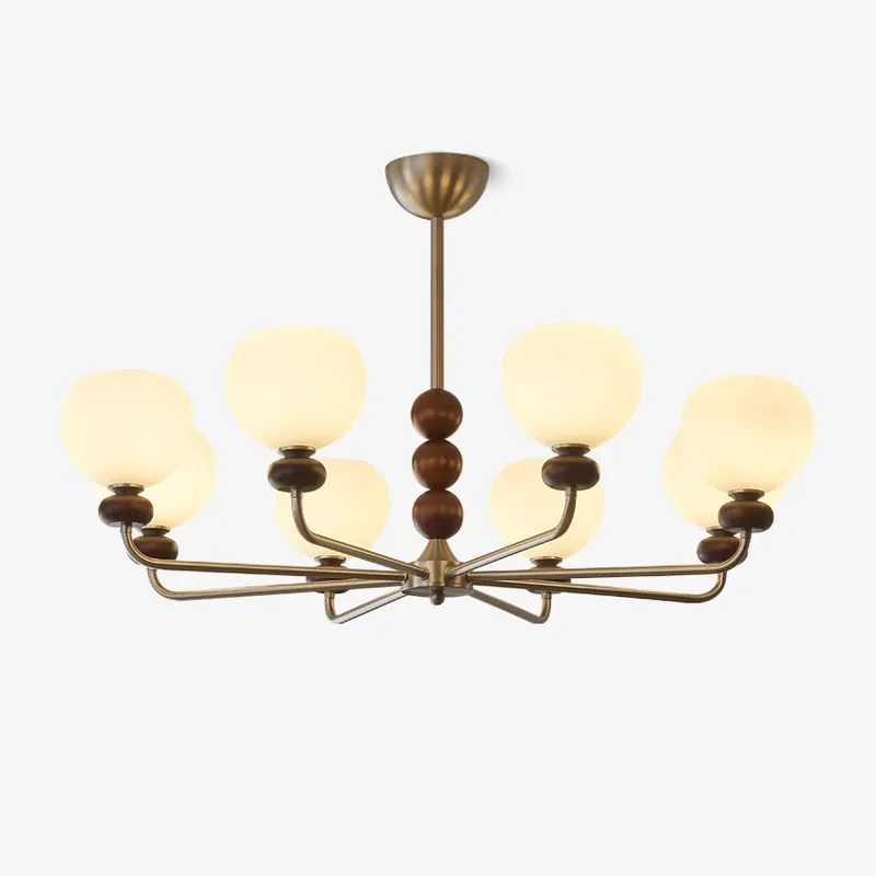 Vilorira Chandelier Classique Orbe Bois Noyer Verre Traditionnel