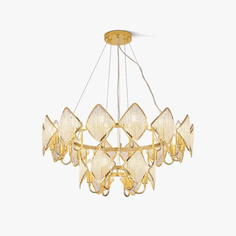 Aurora Chandelier Cristal Feuille à Deux Niveaux