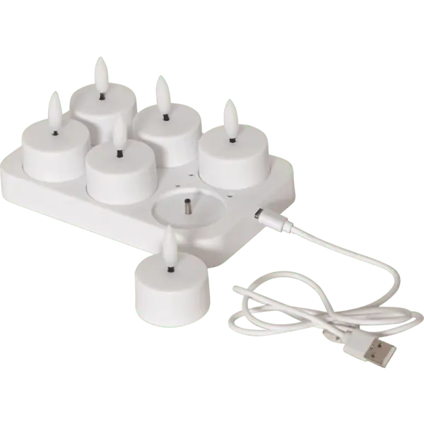 LED Bougie Chauffe-Plat Pack De 6 Flamme Charge Ensemble