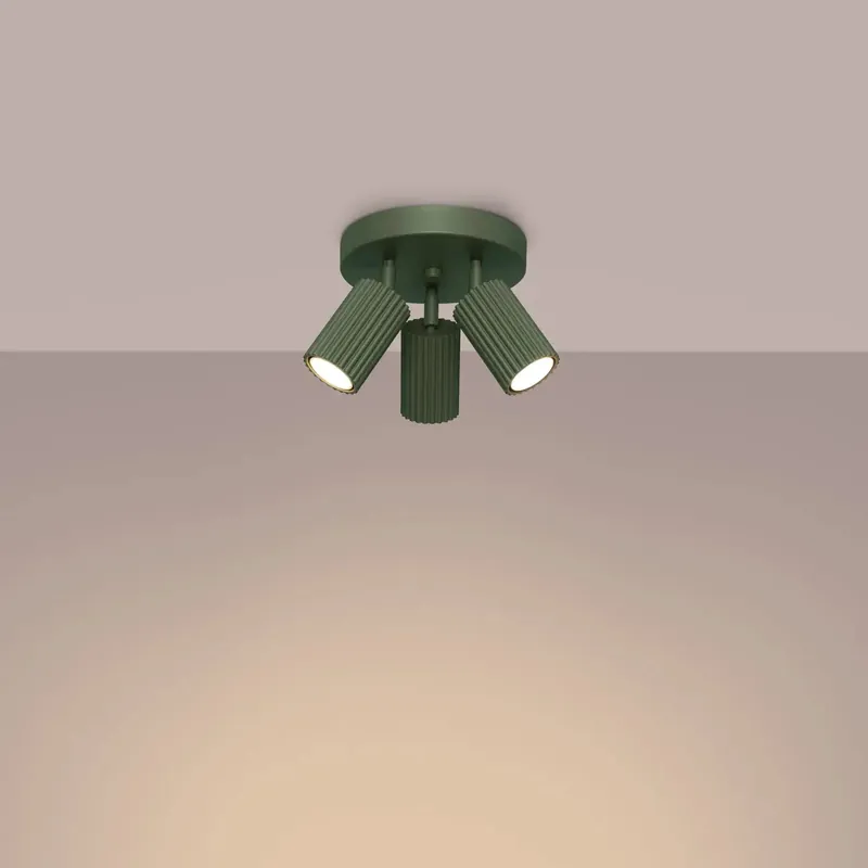KARBON 3P ceiling light, olive green
