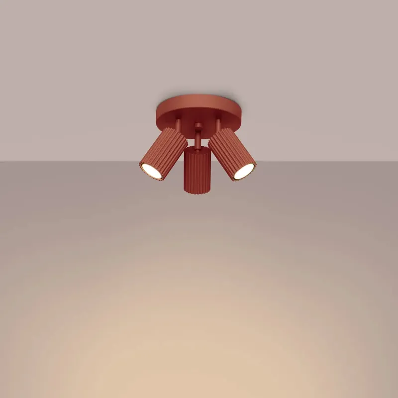 KARBON 3P ceiling light, ochre red