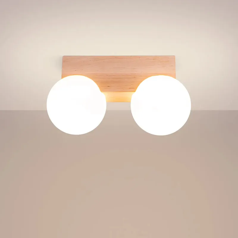 BULBO 2 ceiling light, natural wood