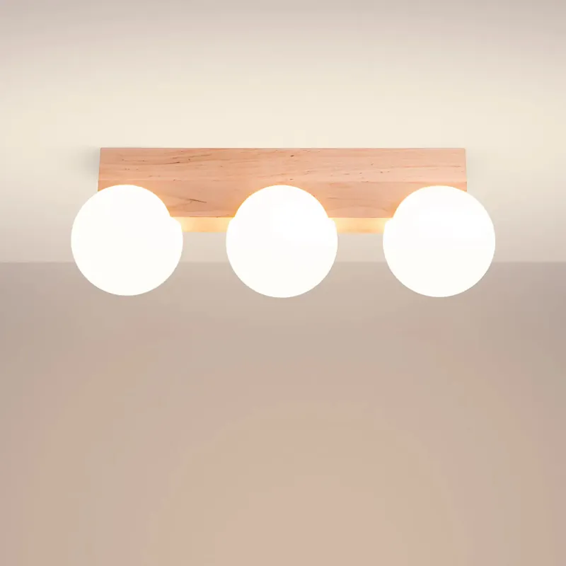 BULBO 3 ceiling light, natural wood