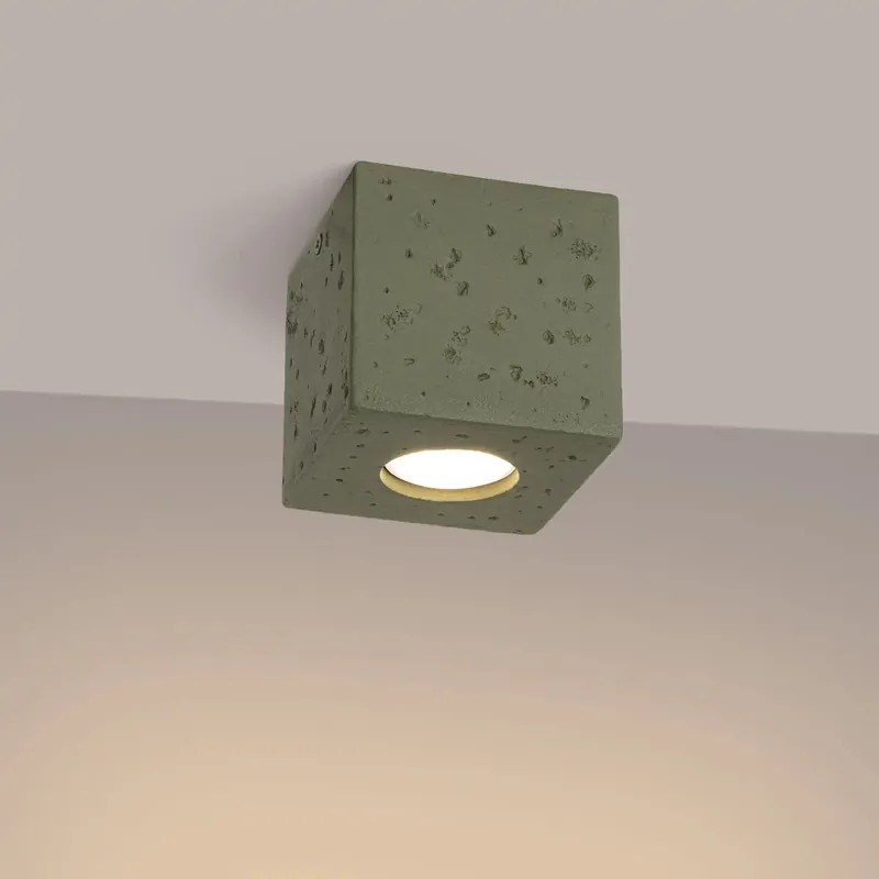 QUAD ceiling light, concrete, olive green
